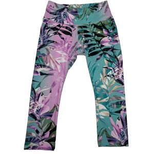 Apana Women's Size Large Floral Print Yoga Pants. Elastic Waist. Multi Color.